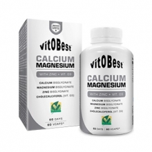 Calcium Magnesium con Zinc + Vit D 60cpsulas. Vegano. Sin Gluten